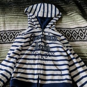 White and blue striped jacket